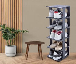 Sev Plastic Cipőspolc műanyag 6 polc 250x280x800mm Szín: Fekete