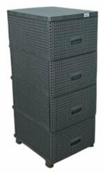 Elif Plastik 4 fiókos kötött mintás komód - tároláshoz nappaliba vagy hálószobába (43, 1 × 36, 8 × 89, 4 cm) Szín: Szürke