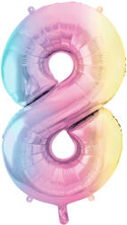  Fólia lufi szám formájú 8, pasztell szivárvány, 86 cm (FB1M-8-000P)