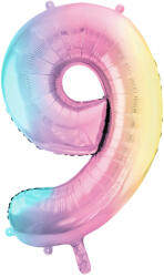  Fólia lufi szám alakú '9', 86 cm, pasztell szivárvány színben (FB1M-9-000P) Lufi