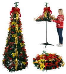 Ruhhy Brad de Craciun pop-up artificil, decoratiuni incluse, baza stabila, inaltime 180 cm (FSI18612)