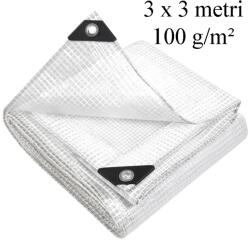 GWD Prelata ranforsata 3x3 m, 100g/mp, protectie UV+ si inghet, ochiuri otel 12 mm, polietilena transparenta (10.100.33)