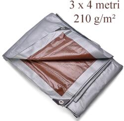Procart Prelata ranforsata impermeabila 3x4 m, 210g/mp, protectie UV+ si inghet, ochiuri otel 12 mm, PE (10.210.34)