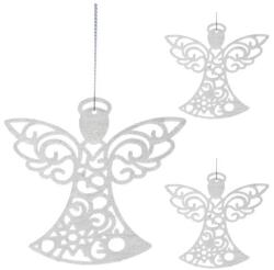 MT Malatec Pandantive decorative pentru Craciun, 3 ingeri, cu sclipici, plastic, 10x9, x0, 2 cm (FSI15563)