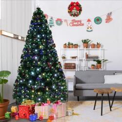  Brad artificial, iluminat cu fibra optica si LED-uri, 210 cm, lumineaza multicolor (YUQLF10)