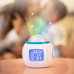 ProCart Ceas LED desteptator, proiector stele, calendar, termometru, 10 melodii, alb (594205)