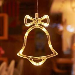 Procart Decoratiune luminoasa de Craciun, forma clopotel, comutator ON/OFF, ventuza, baterii, 19 x 1 x 15 cm (LCL-001-CLOPOTEL)