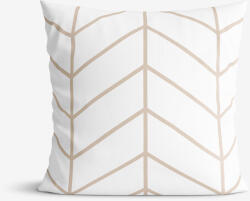 Goldea pamut párnahuzat - bézs cikkcakk fehéren 50 x 60 cm