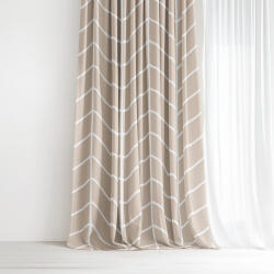 Goldea pamut függöny - fehér cikkcakk bézsen 280x150 cm