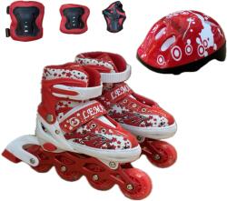 JHT Set role cu roti luminoase JHT, marimea M (34-37) cu casca, protectii si geanta transport, Rosu (Set-role-Rosu-M) Role