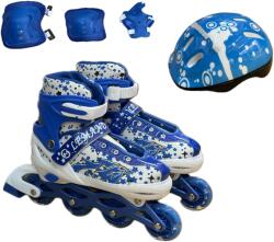 JHT Set role cu roti luminoase JHT, marimea L (39-42) cu casca, protectii si geanta transport, Albastru (Set-role-Albastru-L) Role