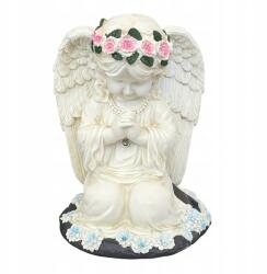 Real Garden Figura Gyertyatartó Angyal Dekoráció Szobor Angyal Napelemes Led a Kertbe (RC-K-2181)