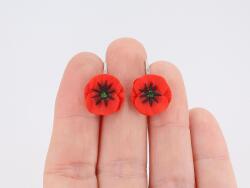 Atellier Wearable Art Cercei maci Red Poppy pe suport din argint sau placat cu aur - Argint