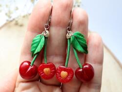 Atellier Wearable Art Cercei Mon Cherry cireșe cu tortițe din argint - Model 1
