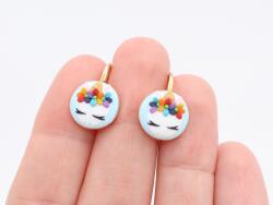 Atellier Wearable Art Cercei Happy Unicorn Rainbow - Argint placat cu aur