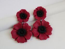 Atellier Wearable Art Cercei Floralia - bordeaux și negru