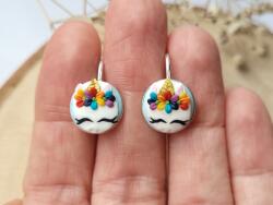 Atellier Wearable Art Cercei Happy Unicorn Rainbow - Argint