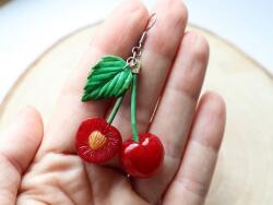 Atellier Wearable Art Cercei Mon Cherry cireșe cu tortițe din argint - Model 2