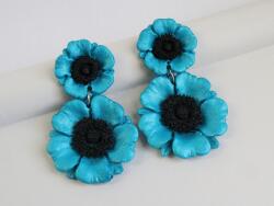 Atellier Wearable Art Cercei Floralia - turcoaz perlat și negru