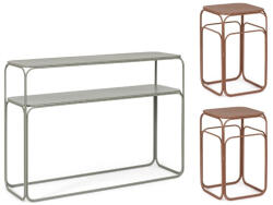 Bizzotto Set consola, 2 masute cafea otel maro verde salvie Clarity 2 x 30x30x50h; 105x32x77h (0747433)
