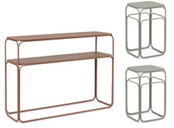 Bizzotto Set consola, 2 masute cafea otel maro verde salvie Clarity 30x30x50h; 30x30x50h; 105x32x77h (0747432)
