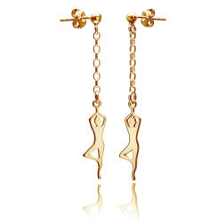 Astyle Jóga fülbevaló fa, ezüst, aranyozott