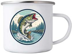  380ml fehér bádog bögre képpel - csuka 4 (HRNEK-PLECH-80X87-67)