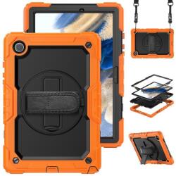  Méz hibrid tartós borító pánttal és kéztartóval Samsung Galaxy Tab A8 10.5 (2021) táblagéphez - fekete/narancs (101243990D)
