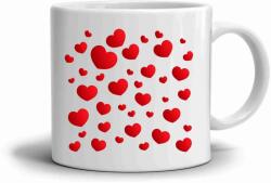  Fehér kerámia bögre 330ml képpel - piros szívek (HRNEK-90X82-BILY-242)