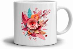  Fehér kerámia bögre 330ml képpel - színes virág (HRNEK-90X82-BILY-334)