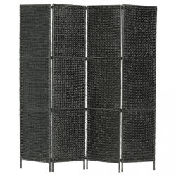 vidaXL Paravan cameră cu 4 panouri, negru, 154x160 cm, zambilă de apă (247349)