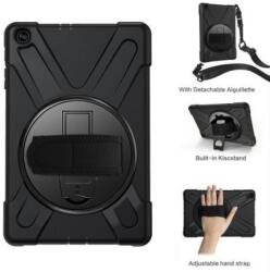  Hibrid tok kéztartóval és vállpánttal a Samsung Galaxy Tab A 10.1 (2019) SM-T515 táblagéphez - fekete színben (101219353B)