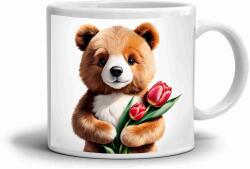  Fehér kerámia bögre 330ml képpel - örömteli mackó (HRNEK-90X82-BILY-270)