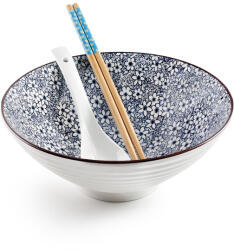 Ibili Set servire ramen Ibili Sapporo, 3 piese, portelan, 21x7 cm. 1.15 l, alb albastru (IB-693400) Castron