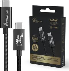 Extralink Smart Life USB Type-C to Type-C Cable Braided Black USB-C Cable 240W, 40Gbps, 200cm (CABESL05)