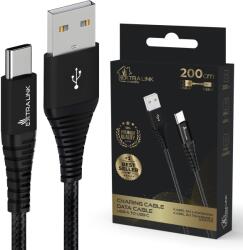 Extralink Smart Life Braided 15W USB Type-A to Type-C 2m Black USB Cable 5V 3A (CABESL01)