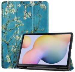  Printy állítható PU bőr táblagép tok Samsung Galaxy Tab S7 - fa virágokkal (101229133D)