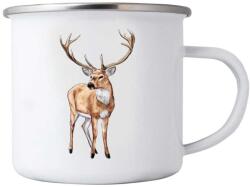 Fehér bádog bögre 380ml képpel - szarvas (HRNEK-PLECH-80X87-56)