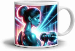  Fehér kerámia bögre 330ml képpel - erőnléti edzés (HRNEK-90X82-BILY-551)