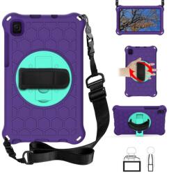  Méz hibrid tartós borító pánttal és kéztartóval Samsung Galaxy Tab A7 Lite 8.7 T220/T225 táblagéphez - lila/cián színű (101237976C)