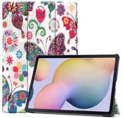  Patte PU bőr pénztárca tok Samsung Galaxy Tab S7 Plus tablethez - virágok és pillangók (101228804D)
