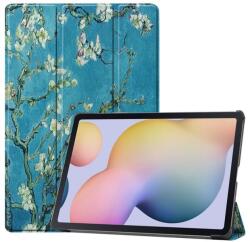  Patte PU bőr pénztárca tok tablethez Samsung Galaxy Tab S7 Plus - fa virágokkal (101228804C)