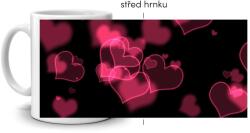  Fehér kerámia bögre 330ml képpel - rózsaszín szívek (HRNEK-90X82-BILY-534)