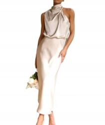  MD könnyű szellős női ruha szatén Bézs Ecru M