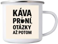  Fehér bádog bögre 380ml képpel - idézet: kávé 3 (HRNEK-PLECH-80X87-3)