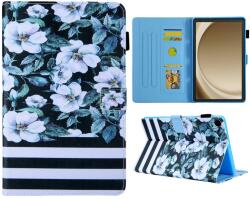  Elegáns, intelligens záró tok Samsung Galaxy Tab A11+/Tab A9+ készülékhez - fehér virágok (660204793I)