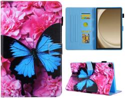  Stílusos, okos záró tok Samsung Galaxy Tab A11+/Tab A9+ - kék pillangó és gerbera (660204793L)