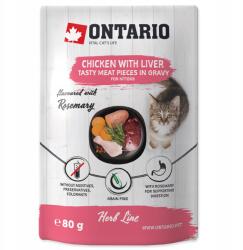 ONTARIO gyógynövényes termékcsalád Táskás eledel kiscicáknak Csirke májjal, (8595681808172)