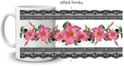  Fehér kerámia bögre 330ml képpel - csipkés mandevilla (HRNEK-90X82-BILY-302)