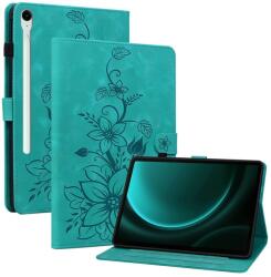  Virágok záró tok Samsung Galaxy Tab S11 készülékhez - kékeszöld színű (6602010029B)